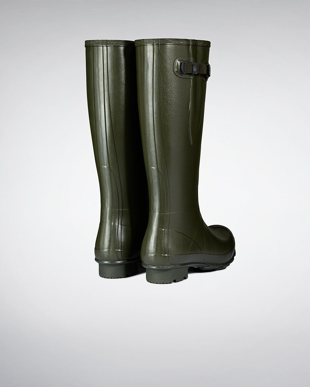 Hunter Norris Field Side Adjustable Neoprene Lined Tall Rain Boots - Clearance Sale Mens Dark Olive